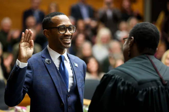 Dr.Brown being sworn in as City Council of Salem, Oregon